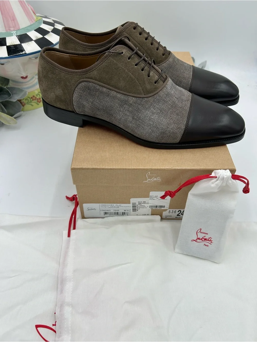 Men's Christian Louboutin Gregory velvet Twill and Leather Oxford's size 43